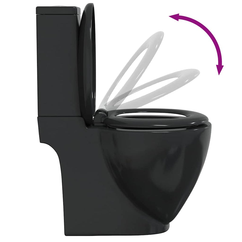vidaXL fekete kerámia WC öblítőrendszerrel