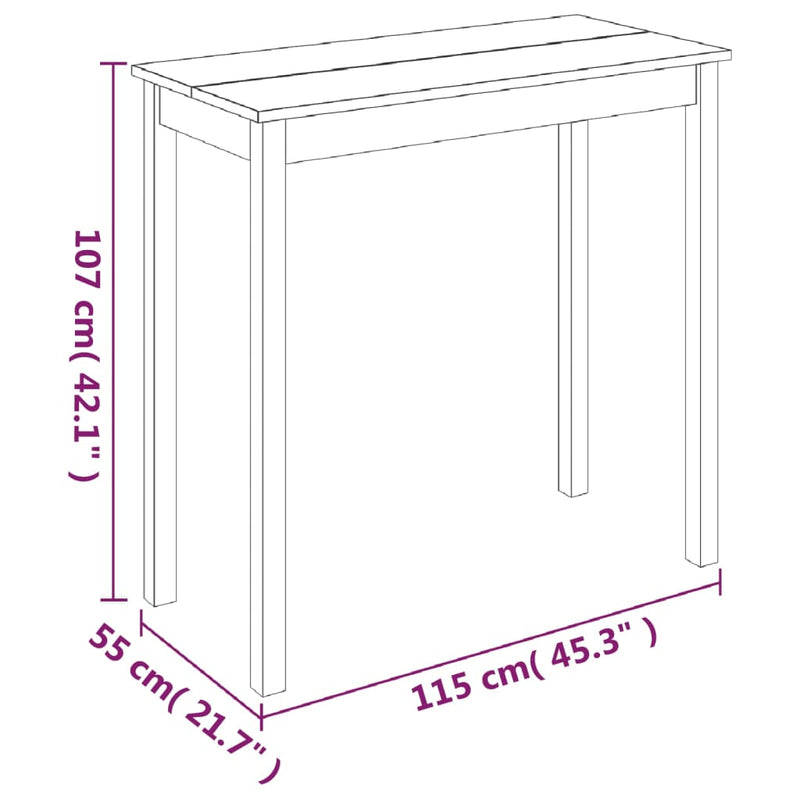 vidaXL fekete MDF bárasztal 115 x 55 x 107 cm