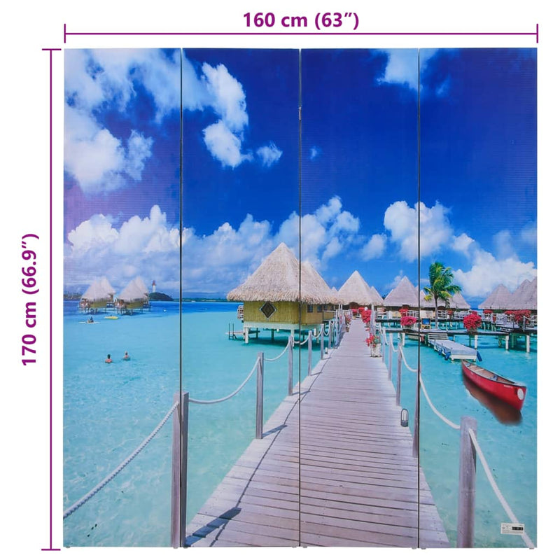 vidaXL tengerpart mintás paraván 160 x 170 cm