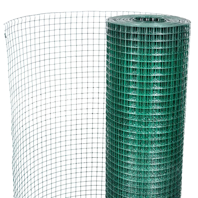vidaXL zöld horganyzott csirkeháló drótkerítés PVC bevonattal 25 x 1 m