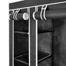 vidaXL fekete szövet ruhásszekrény tárolórekeszekkel 45x150x176 cm
