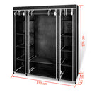 vidaXL fekete szövet ruhásszekrény tárolórekeszekkel 45x150x176 cm