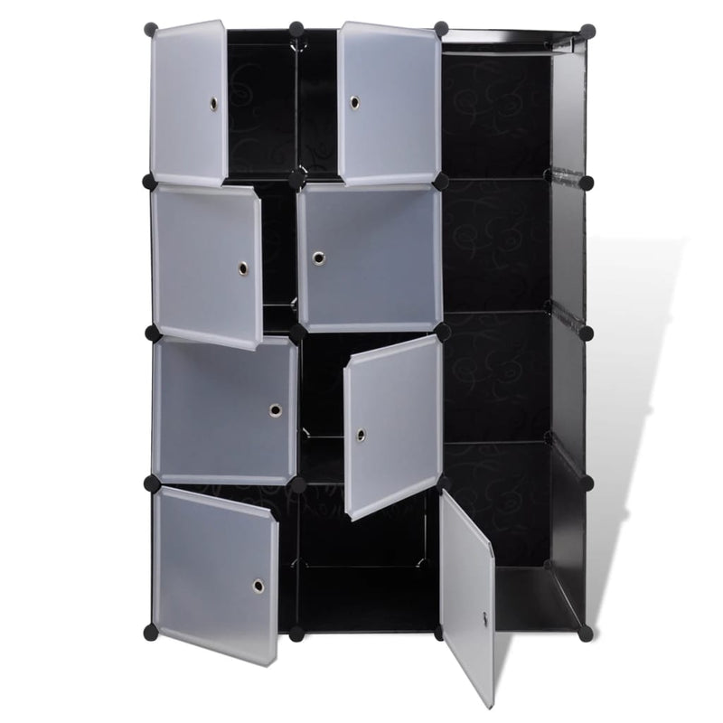 vidaXL fekete/fehér szekrény 9 tárolórekesszel 109x36,5x143 cm