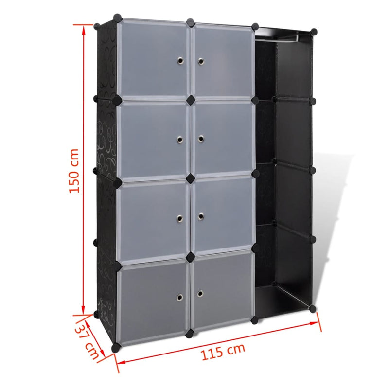 vidaXL fekete/fehér szekrény 9 tárolórekesszel 109x36,5x143 cm