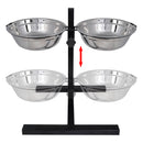 Állítható Dupla Kutya etető Állvány 2x 4,1L Tál Rozsdamentes Acél