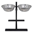Állítható Dupla Kutya etető Állvány 2x 4,1L Tál Rozsdamentes Acél