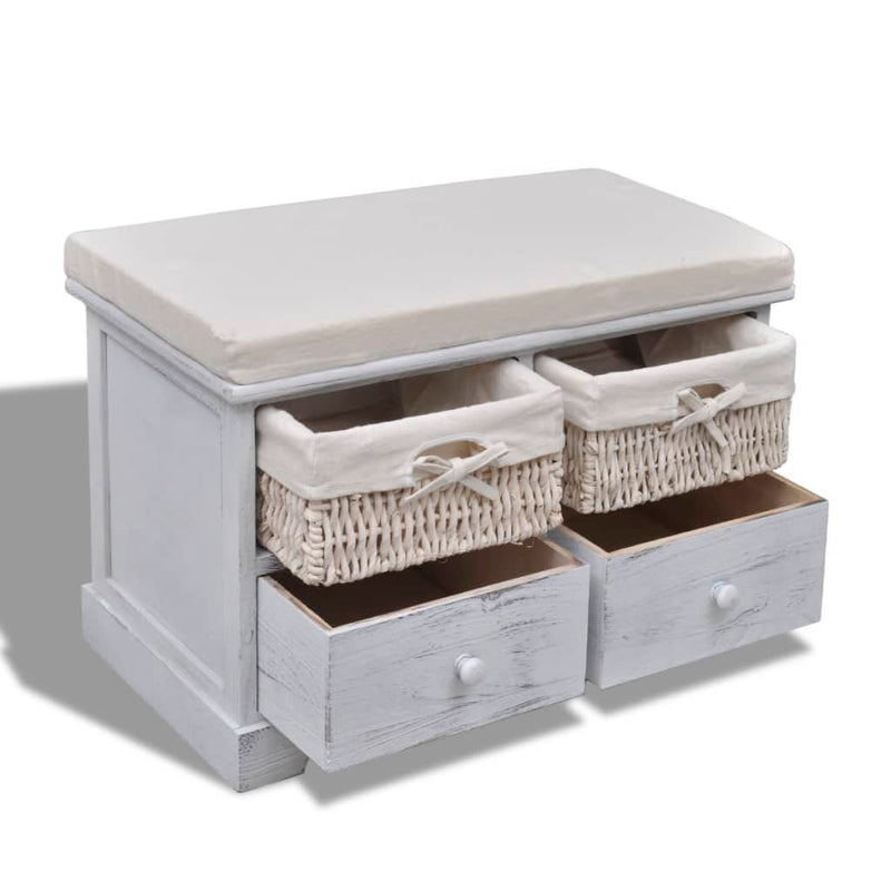 vidaXL fehér császárfa tárolópad 62 x 33 x 42 cm