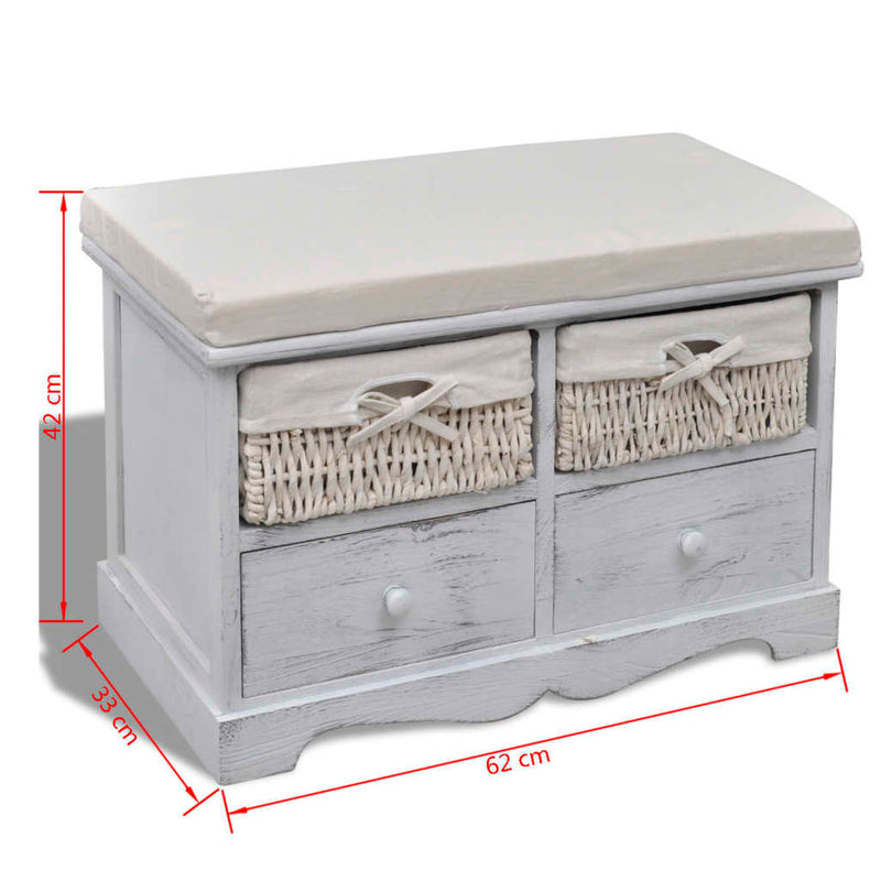 vidaXL fehér császárfa tárolópad 62 x 33 x 42 cm