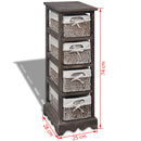 vidaXL barna fa tárolóállvány 4 szőtt kosárral