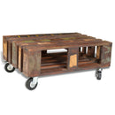 vidaXL 4 kerekes tömör újrahasznosított fa dohányzóasztal