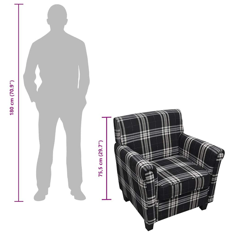 vidaXL fekete szövetfotel párnával