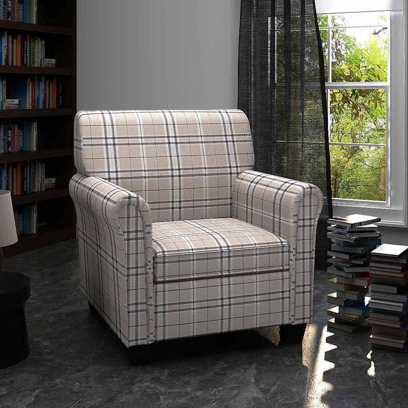 vidaXL krémszínű szövetfotel párnával