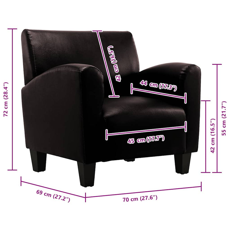 vidaXL sötétbarna műbőr fotel