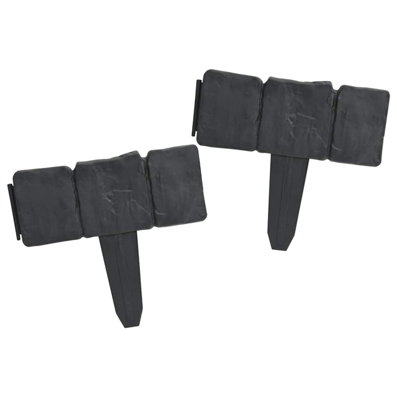 vidaXL 41 db kőhatású műanyag kert-/gyepkerítés 10 m