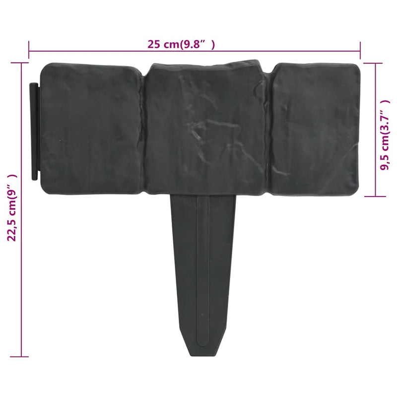 vidaXL 41 db kőhatású műanyag kert-/gyepkerítés 10 m