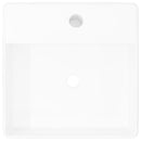 Négyszögletes luxus kerámia mosdókagyló túlfolyóval és lyukkal csaphoz 41 x 41 cm