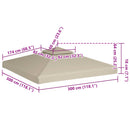 vidaXL bézs csere pavilon ponyvatető 310 g/m² 3 x 3 m