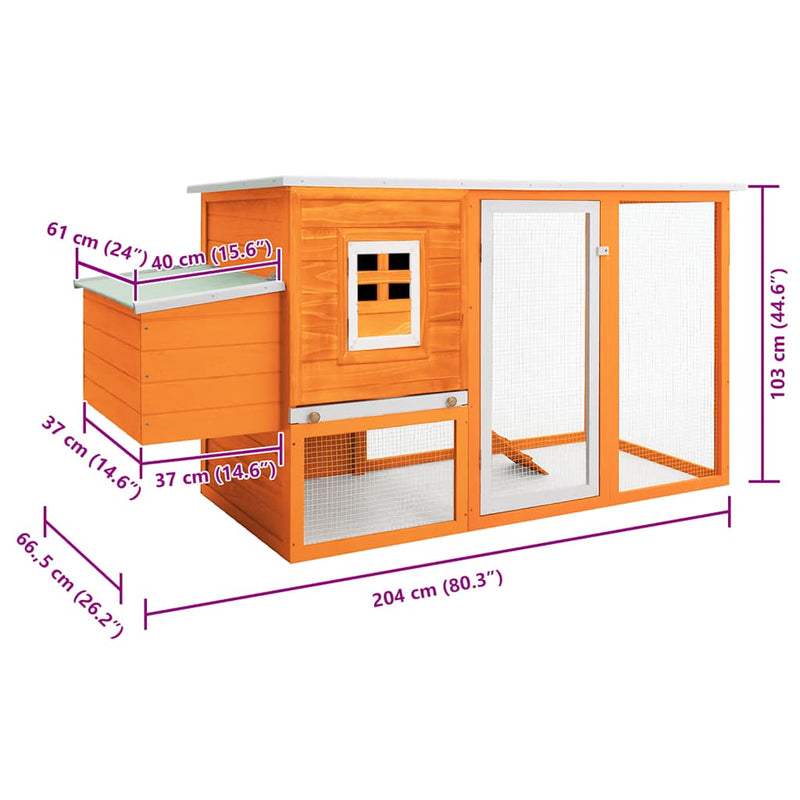 vidaXL kültéri fa tyúkól 1 tojástartó ketreccel