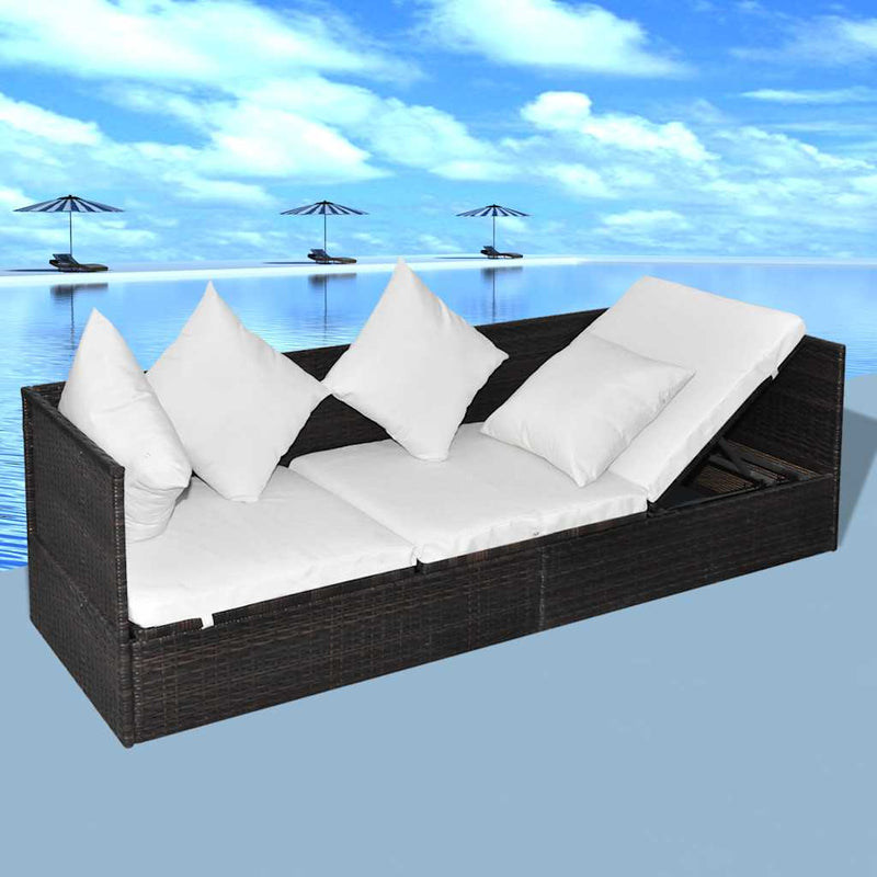 vidaXL Napozó Barna 200 x 60 x 58 cm polirattan