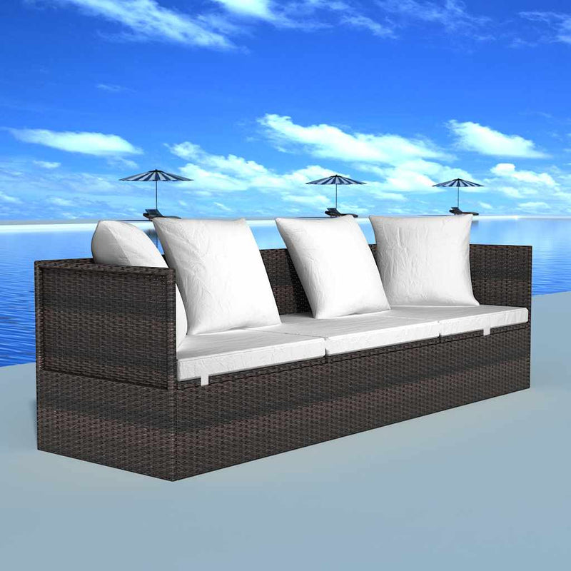 vidaXL Napozó Barna 200 x 60 x 58 cm polirattan