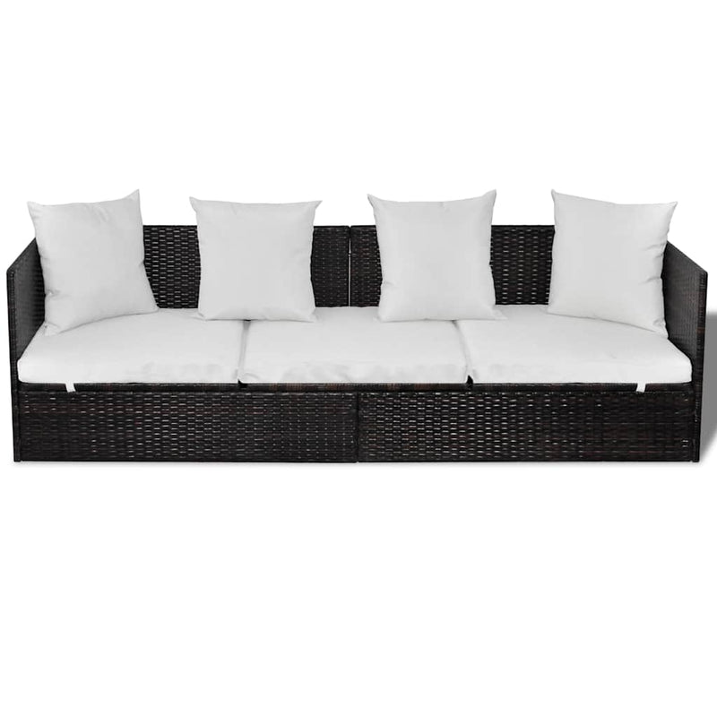 vidaXL Napozó Barna 200 x 60 x 58 cm polirattan