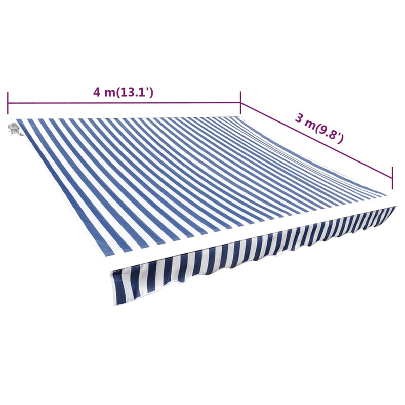 vidaXL kék/fehér vászon napellenző tető 4 x 3 m (a váz nem tartozék)