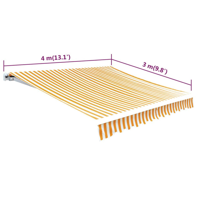 vidaXL sárga-fehér vászon napellenző tető 4 x 3 m (a váz nem tartozék)