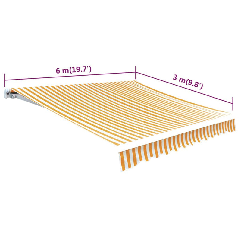 vidaXL sárga-fehér vászon napellenző tető 6 x 3 m (a váz nem tartozék)