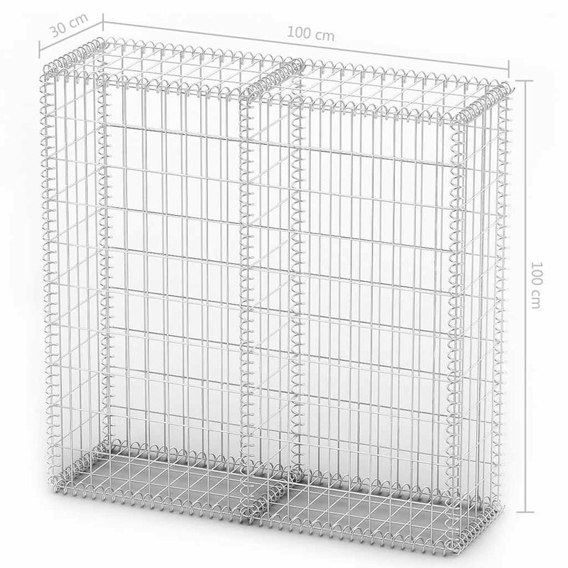 vidaXL gabion kosár fedéllel horganyzott drótból 100 x 100 x 30 cm