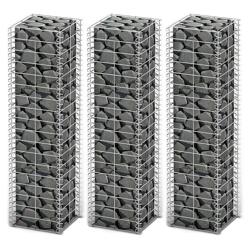 vidaXL  3 db gabion kosár horganyzott drótból 25 x 25 x 100 cm