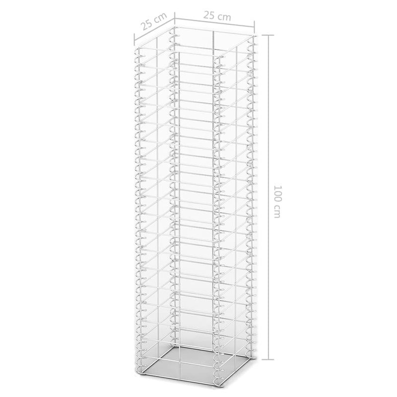 vidaXL  3 db gabion kosár horganyzott drótból 25 x 25 x 100 cm