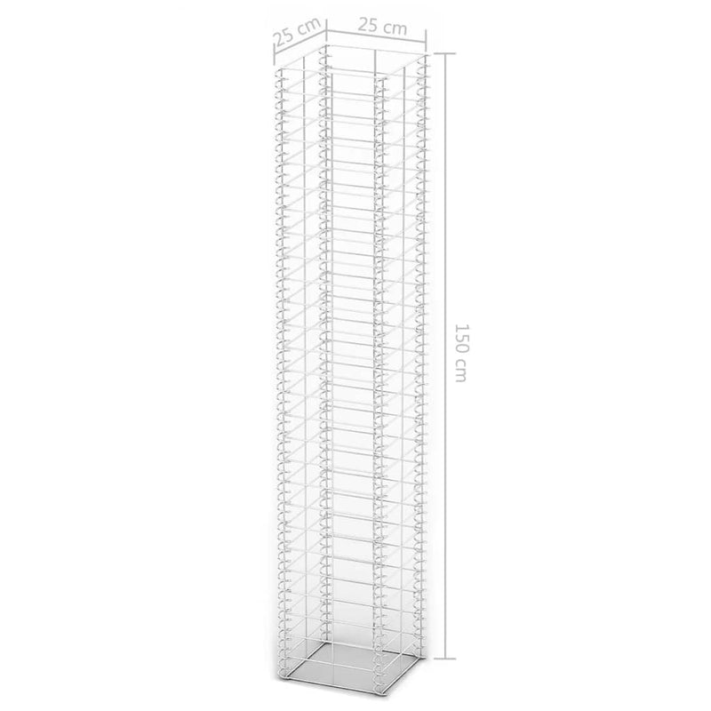 vidaXL 3 db gabion kosár horganyzott drótból 25 x 25 x 150 cm