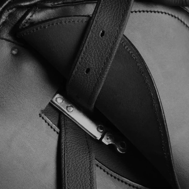 Lovaglás Nyereg Készlet 16 "Valódi Bőr Fekete 14 cm 5-az-1- be