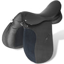 Lovaglás Nyereg Készlet 17,5 "Valódi Bőr Fekete 18 cm 5-az-1- be