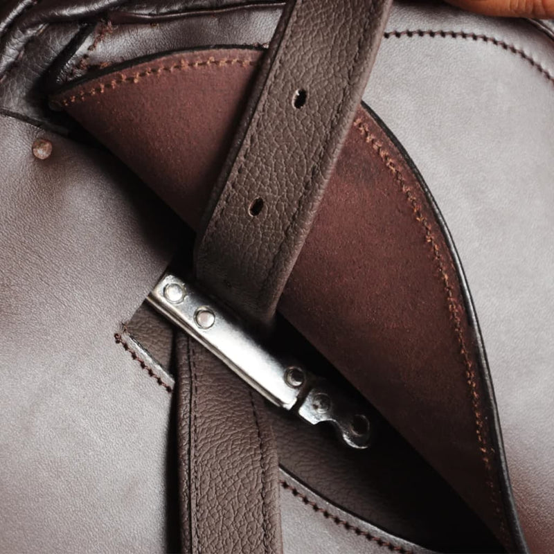 Lovaglás Nyereg Készlet 16 "Valódi Bőr Barna 14 cm 5-az-1- be