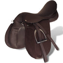 Lovaglás Nyereg Készlet 17,5 "Valódi Bőr Barna 12 cm 5-az-1- be