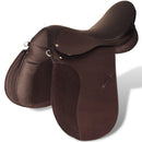 Lovaglás Nyereg Készlet 17,5 "Valódi Bőr Barna 12 cm 5-az-1- be
