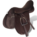 Lovaglás Nyereg Készlet 17,5 "Valódi Bőr Barna 18 cm 5-az-1- be