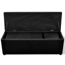 Fekete Műbőr Tároló Láda / Pad Szett Lábtartó 3 db