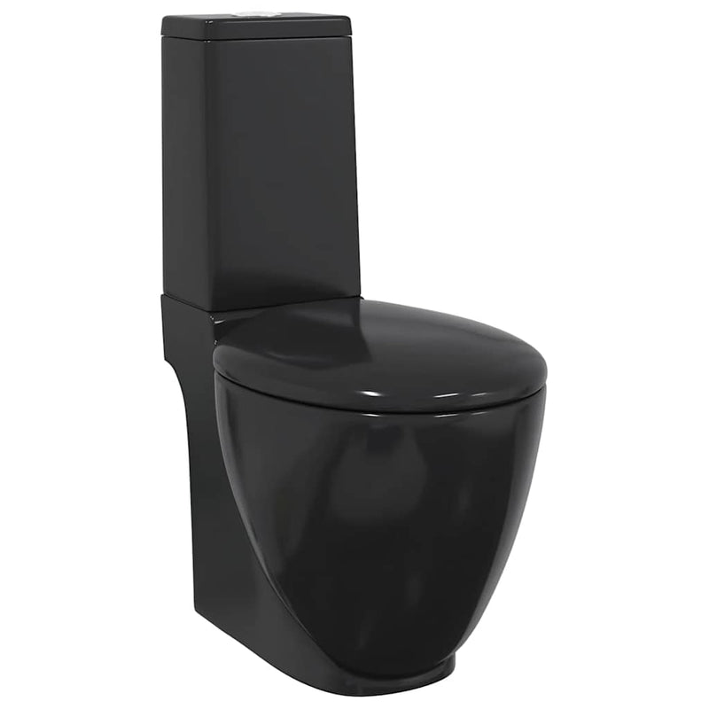 vidaXL fekete kerámia fürdőszobai kerek WC