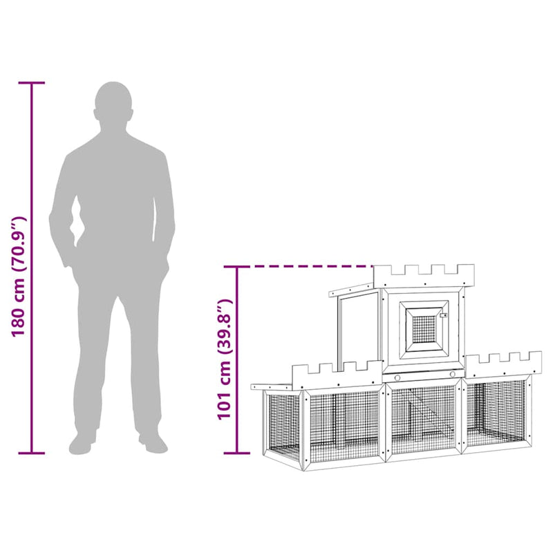 vidaXL kültéri nagyméretű nyúlketrec/kisállatketrec egy házikóval