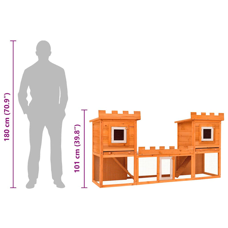 vidaXL kültéri nagyméretű nyúlketrec/kisállatketrec két házikóval