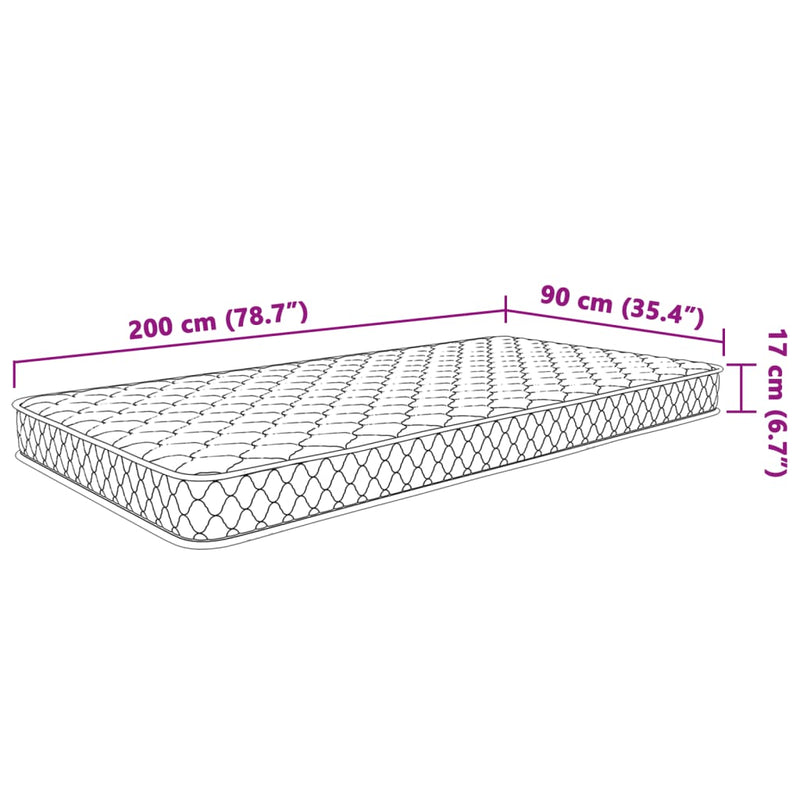 vidaXL memóriahabos matrac 200 x 90 x 17 cm puha