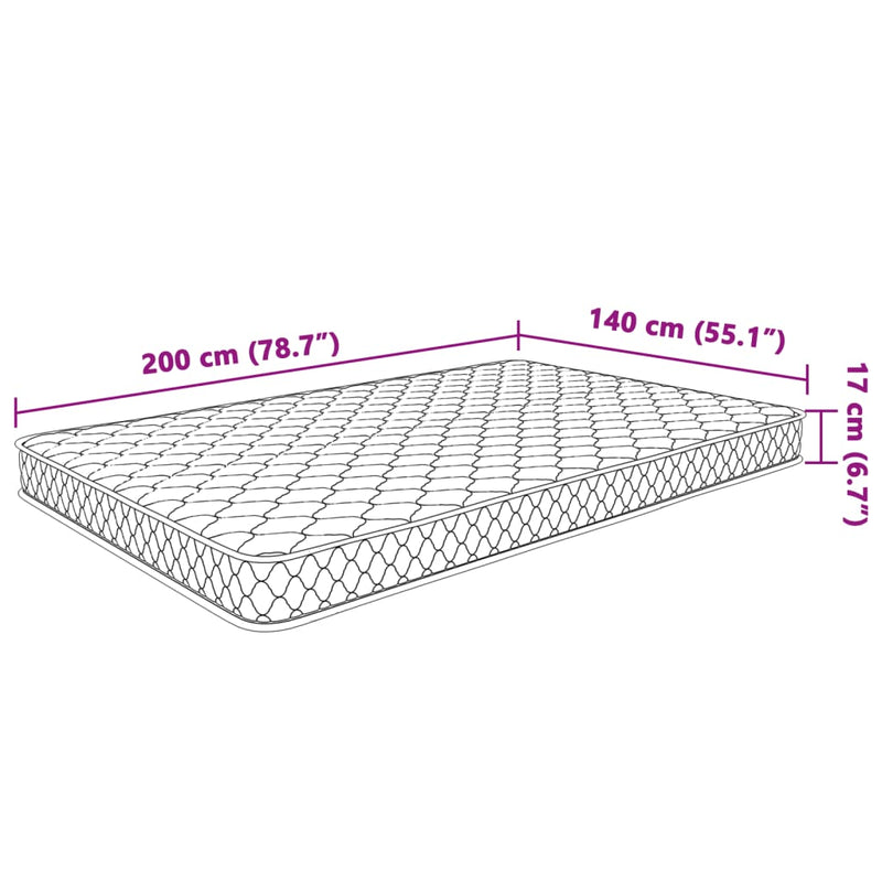 vidaXL memóriahabos matrac 200 x 140 x 17 cm puha