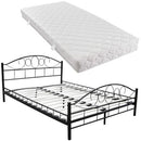 vidaXL fekete fém ágy matraccal 180 x 200 cm