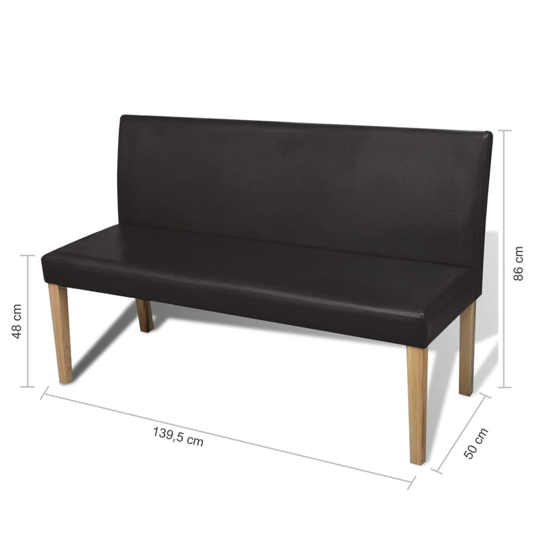 vidaXL sötétbarna műbőr pad 139,5 cm