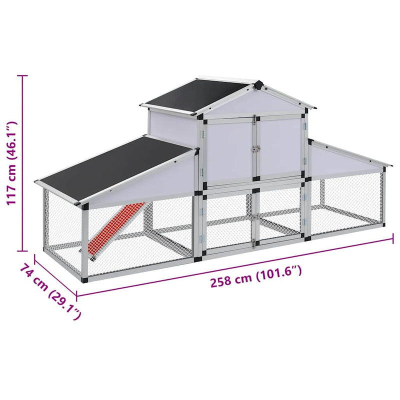 vidaXL alumínium tyúkól kifutóval és tojóládával