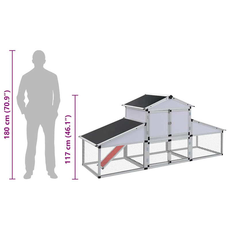 vidaXL alumínium tyúkól kifutóval és tojóládával