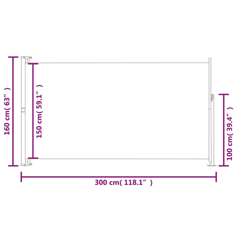 vidaXL veranda behúzható válaszfal 160 x 300 cm barna