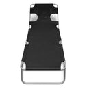 vidaXL fekete összecsukható porszórt acél napozóágy fejpárnával